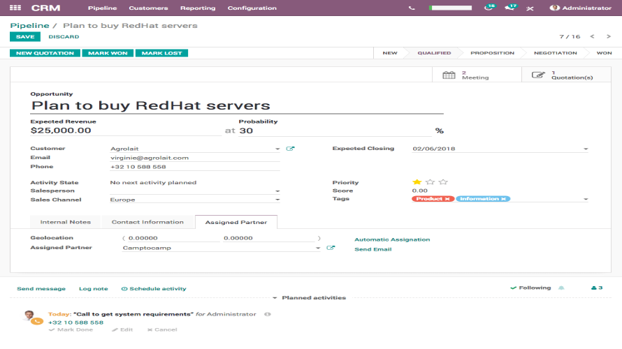 Odoo CRM Screenshot 2