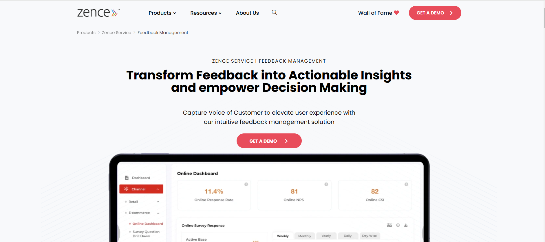 Zence feedback management Screenshot 1
