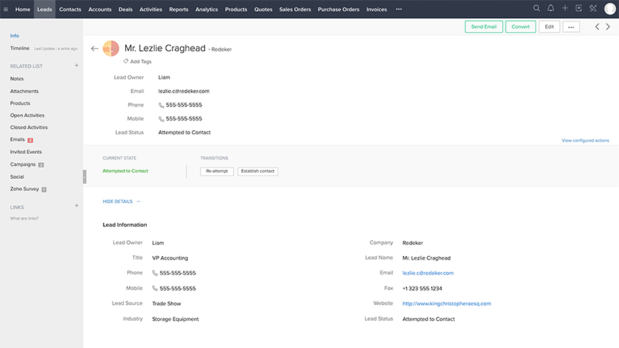 Zoho CRM Screenshot 2